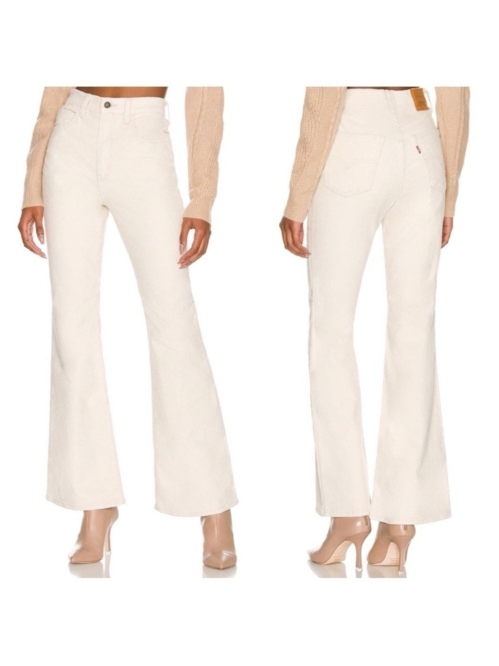 Levi’s 70’s High Rise Corduroy Flare Jeans in Sand Shell Smooth Cord